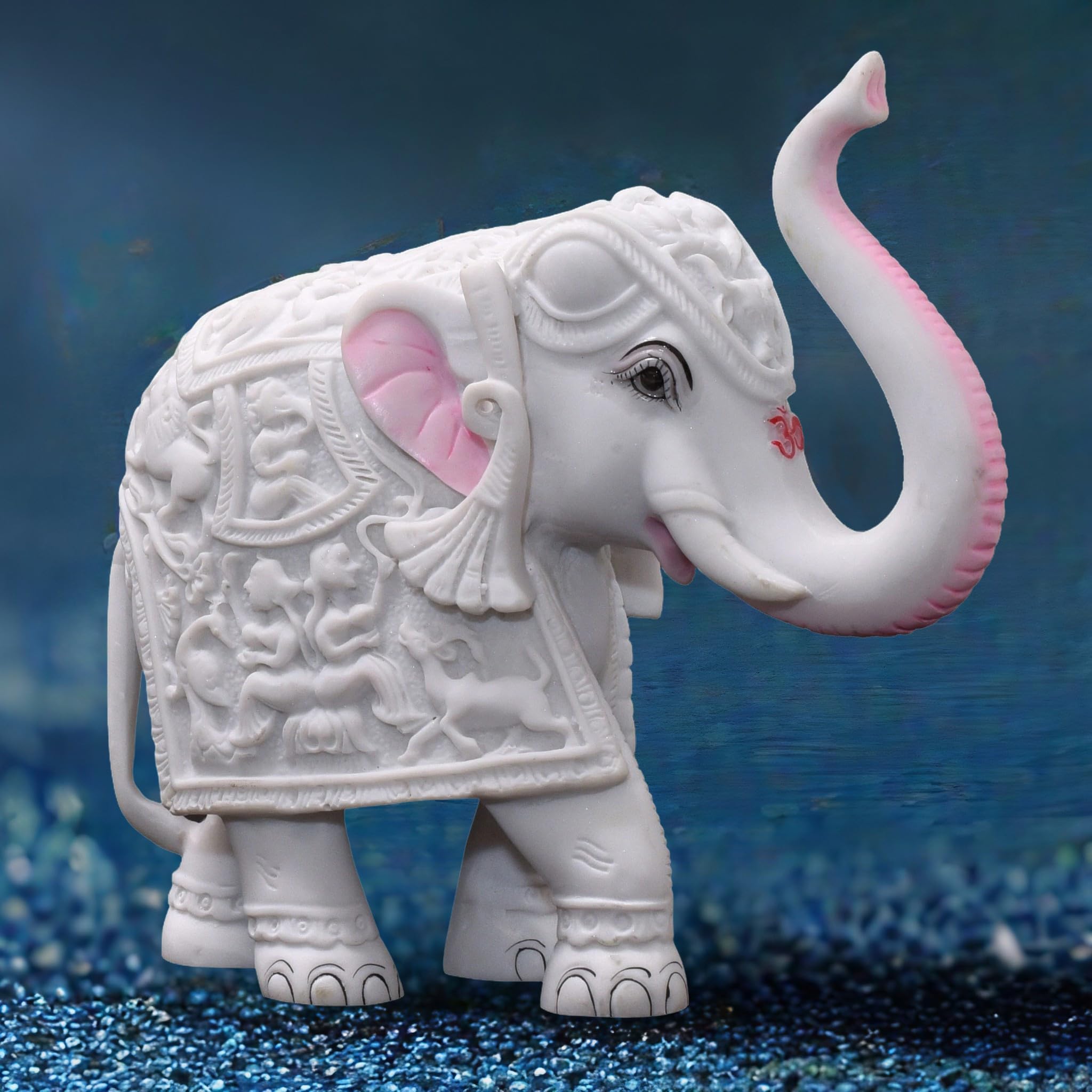 KRAFTSKALA White Elephant Showpiece Big Size Marble Resin